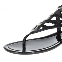 مملوكة مسبقًا Jimmy Choo Black Jelly Margot Gladiator Sandals Size 39