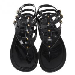 مملوكة مسبقًا Jimmy Choo Black Jelly Margot Gladiator Sandals Size 39