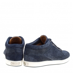Pre Owned Jimmy Choo Blue Denim Texture Suede Miami Sneakers Size 36.5