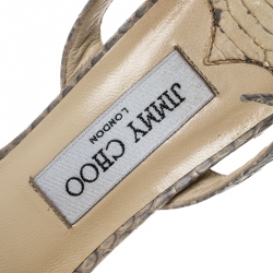Pre Owned Jimmy Choo Two Tone Python Leather Jag Cross Strap Slingback Open Toe Sandals Size 37