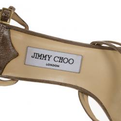 Pre Owned Jimmy Choo Bronze Metallic Thong Strappy Sandals Size 39.5