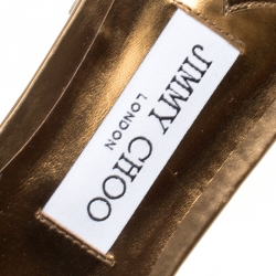 مملوكة مسبقًا حذاء سلايدز جيمي تشو فلات ليزا PVC متعدد الألوان وجلد برونزي ميتالك مقاس 41