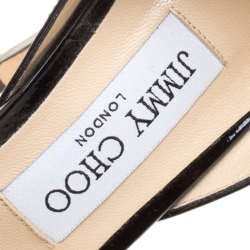 مملوكة مسبقًا Jimmy Choo Black Patent Leather Esther Pointed Toe D'orsay Pumps Size 38.5