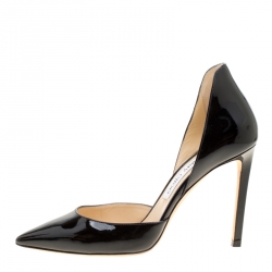 مملوكة مسبقًا Jimmy Choo Black Patent Leather Esther Pointed Toe D'orsay Pumps Size 38.5