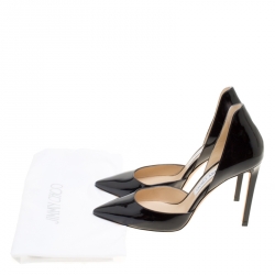 مملوكة مسبقًا Jimmy Choo Black Patent Leather Esther Pointed Toe D'orsay Pumps Size 38.5