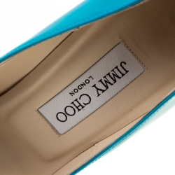 Pre Owned Jimmy Choo Teal Patent Leather Anouk Pumps Size 37.5