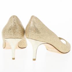 مملوكة مسبقًا Jimmy Choo Gold Glitter Leather 'Isabel' Peep Toe Pumps Size 38