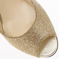 مملوكة مسبقًا Jimmy Choo Gold Glitter Leather 'Isabel' Peep Toe Pumps Size 38