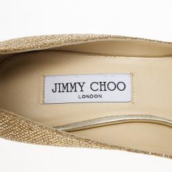 مملوكة مسبقًا Jimmy Choo Gold Glitter Leather 'Isabel' Peep Toe Pumps Size 38