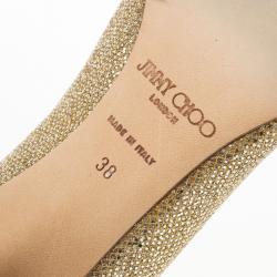 مملوكة مسبقًا Jimmy Choo Gold Glitter Leather 'Isabel' Peep Toe Pumps Size 38