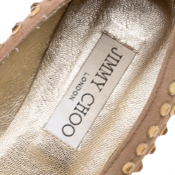 Jimmy Choo Beige Suede Wheel Crystal Embellished Smoking Slippers Size 39