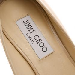 Pre Owned Jimmy Choo Nude Patent Isabel Peep Toe Pumps Size 39 