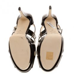 Pre Owned Jimmy Choo Black Patent Kuki Platform Sandals Size 40