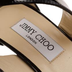 Pre Owned Jimmy Choo Black Patent Kuki Platform Sandals Size 40