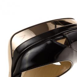 Pre Owned Jimmy Choo Black Patent Kuki Platform Sandals Size 40