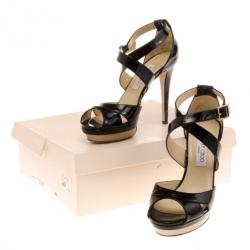 Pre Owned Jimmy Choo Black Patent Kuki Platform Sandals Size 40