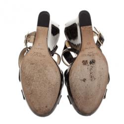 مملوكة مسبقًا صندل جيمي تشو نقشة الفهد حزام للكاحل نعل روكي مقاس 40