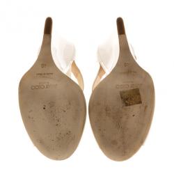 مملوكة مسبقًا Jimmy Choo White Patent Token T Strap Wedges Size 40