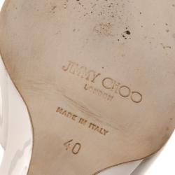 مملوكة مسبقًا Jimmy Choo White Patent Token T Strap Wedges Size 40