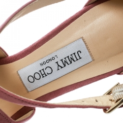 Pre Owned Jimmy Choo Pink Suede Emily Ankle Strap Sandals Size 38.5