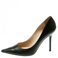 Pre Owned Jimmy Choo Olive Green Leather Pointed Toe Pumps Size 39