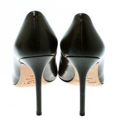 Pre Owned Jimmy Choo Olive Green Leather Pointed Toe Pumps Size 39