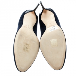 مملوكة مسبقًا حذاء كعب عالي جيمي تشو مقدمة مستديرة اسمي سويدي أزرق مقاس 40