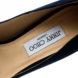 مملوكة مسبقًا حذاء كعب عالي جيمي تشو مقدمة مستديرة اسمي سويدي أزرق مقاس 40