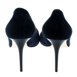 مملوكة مسبقًا حذاء كعب عالي جيمي تشو مقدمة مستديرة اسمي سويدي أزرق مقاس 40