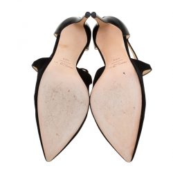 Pre Owned Jimmy Choo Black Suede Vanessa Pointed Toe Cut Out Pumps Size 38.5