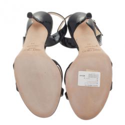 مملوكة مسبقًا Jimmy Choo Black Patent India Criss Cross Slingback Sandals Size 39