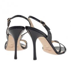 مملوكة مسبقًا Jimmy Choo Black Patent India Criss Cross Slingback Sandals Size 39