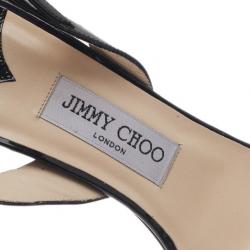 مملوكة مسبقًا Jimmy Choo Black Patent India Criss Cross Slingback Sandals Size 39