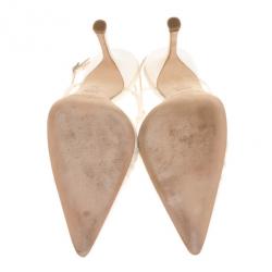 مملوكة مسبقًا Jimmy Choo White Satin Pointed Toe Slingback Sandals Size 39