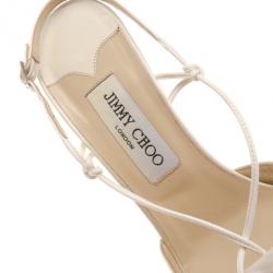 مملوكة مسبقًا Jimmy Choo White Satin Pointed Toe Slingback Sandals Size 39