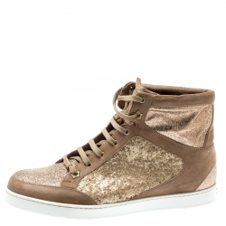 Pre Owned حذاء رياضي جيمي تشو مرتفع من أعلى توكيو غليتر وسويدي بيج ميتالك مقاس 38.5