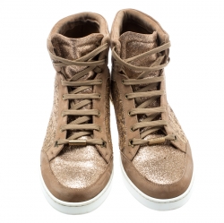 Pre Owned حذاء رياضي جيمي تشو مرتفع من أعلى توكيو غليتر وسويدي بيج ميتالك مقاس 38.5