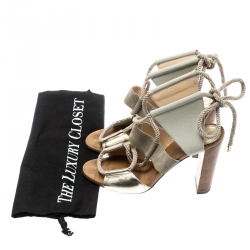 مملوكة مسبقًا Jimmy Choo Grey Canvas/Leather Henni Cut Out Sandals Size 38
