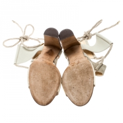 مملوكة مسبقًا Jimmy Choo Grey Canvas/Leather Henni Cut Out Sandals Size 38