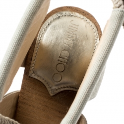 مملوكة مسبقًا Jimmy Choo Grey Canvas/Leather Henni Cut Out Sandals Size 38