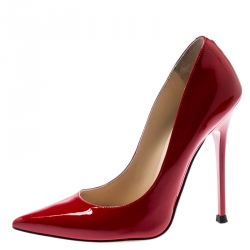 Pre Owned Jimmy Choo Red Patent Leather Anouk Pumps Size 36