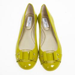 مملوكة مسبقًا Jimmy Choo Green Patent Morse Ballet Flats Size 40