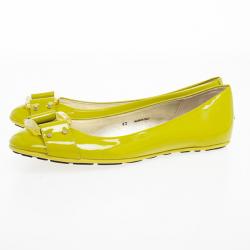 مملوكة مسبقًا Jimmy Choo Green Patent Morse Ballet Flats Size 40