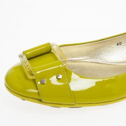 مملوكة مسبقًا Jimmy Choo Green Patent Morse Ballet Flats Size 40