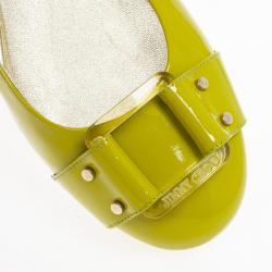 مملوكة مسبقًا Jimmy Choo Green Patent Morse Ballet Flats Size 40