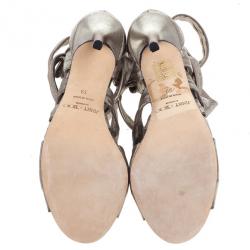 مملوكة مسبقًا Jimmy Choo Metallic Suede Knotted Kemble Sandals Size 39