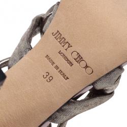 مملوكة مسبقًا Jimmy Choo Metallic Suede Knotted Kemble Sandals Size 39