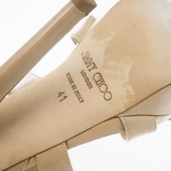 Pre Owned Jimmy Choo Nude Patent Louisa Crisscross Platform Sandals Size 41