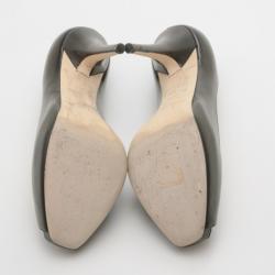 Pre Owned Jimmy Choo Black Leather Comet Peep Toe Pumps Size 38.5