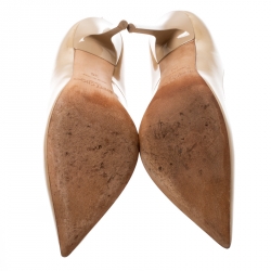 Pre Owned حذاء كعب عالي جيمي تشو آنوك جلد لامع بيج مقاس 36